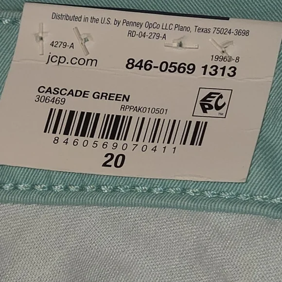 St Johns Bay Mid-Rise Tummy Control Shorts SIZE 20 COLOR Cascade GREEN, NWT - Picture 9 of 13